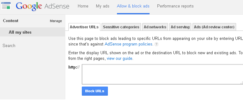 block ads of adsense