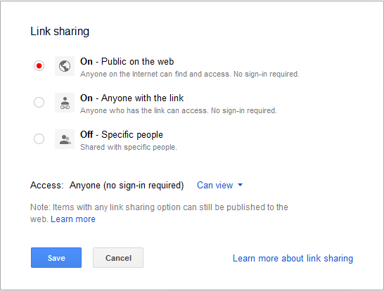 change share setting for public